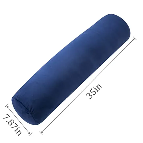 1 MIDDLE ONE Bolster Pillow for Bed, Long Round Body Pillow for Adults with Removable Velvet Cover, Decorative Tube Roll Cylinder Pillow, 47 x 7.87 Inch, Purple