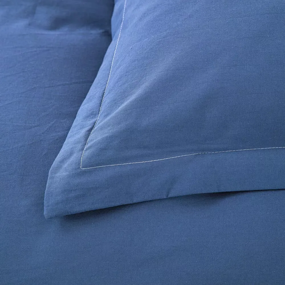 100% Cotton Premium Doona Duvet Quilt Cover Set with Soft Pillowcases | Blue | Super King