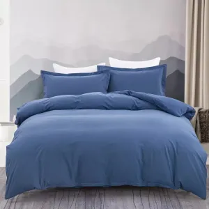100% Cotton Premium Doona Duvet Quilt Cover Set with Soft Pillowcases | Blue | Super King