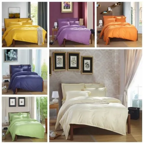 100% Cotton Premium Doona Duvet Quilt Cover Set with Soft Pillowcases | Yellow | Double