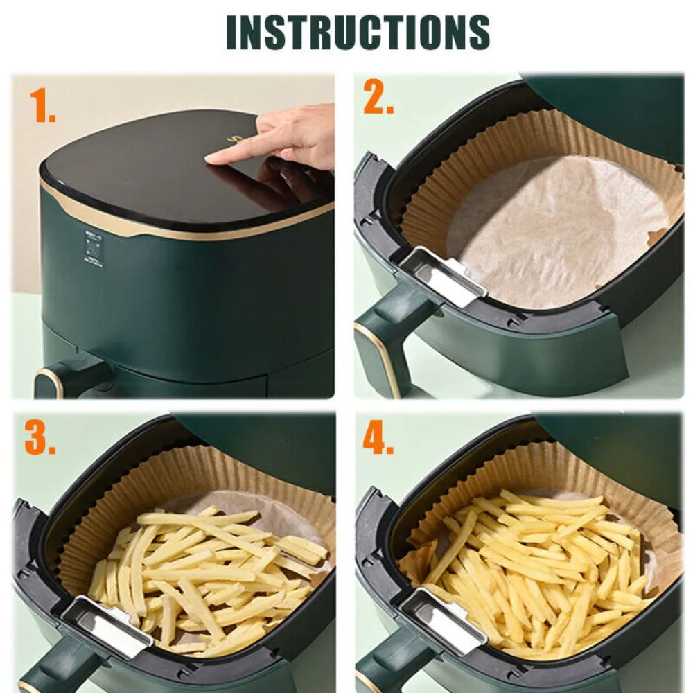 100PCS Air Fryer Disposable Paper Liner Set | Non-Stick Parchment Baking Paper