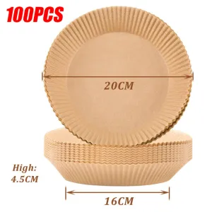 100PCS Air Fryer Disposable Paper Liner Set | Non-Stick Parchment Baking Paper