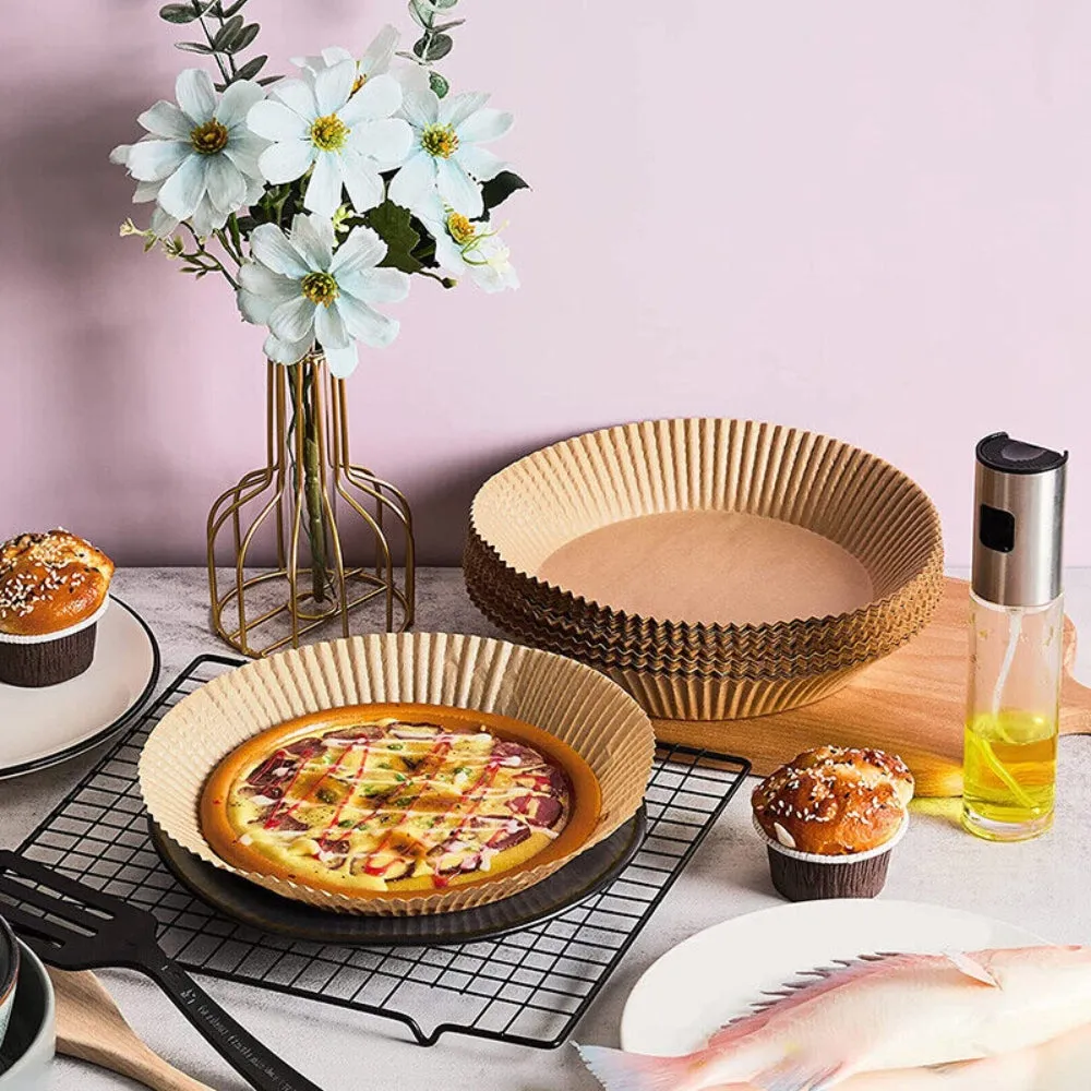 100PCS Air Fryer Disposable Paper Liner Set | Non-Stick Parchment Baking Paper