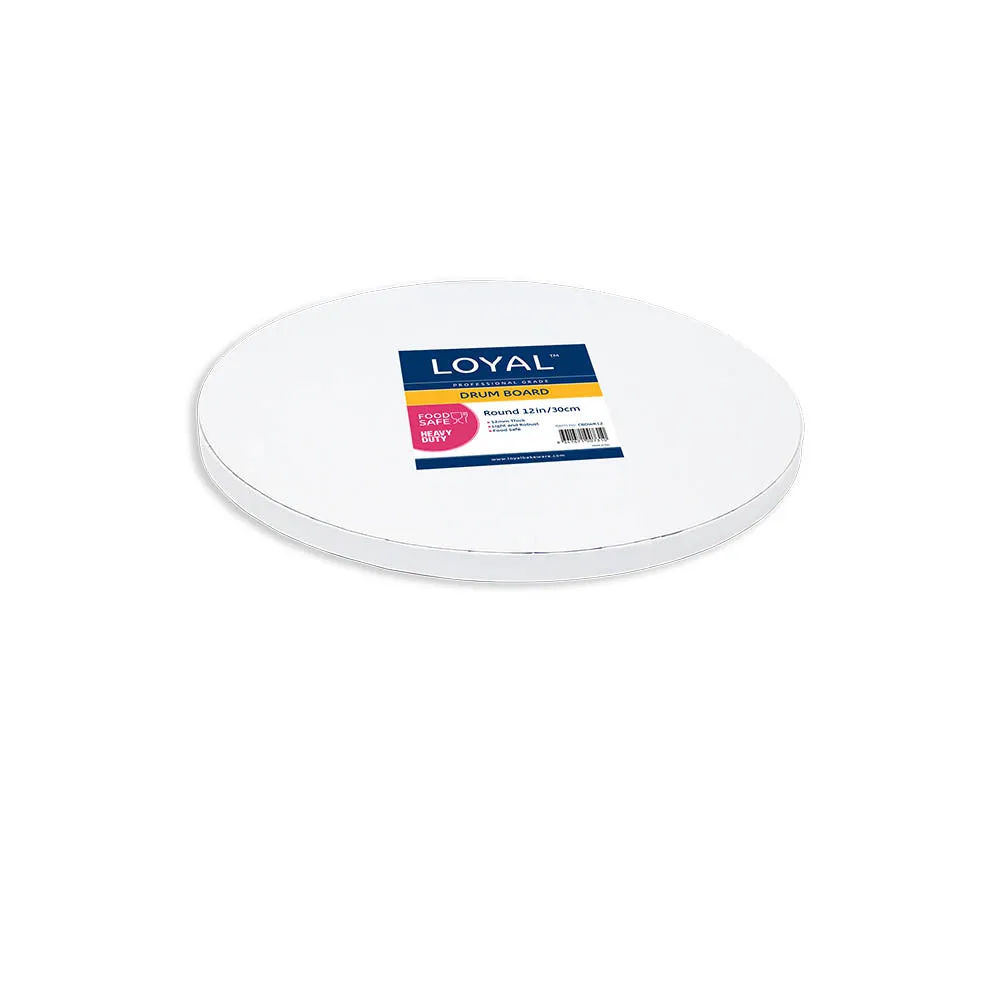 12in Round 12mm Drum Cake Board - White