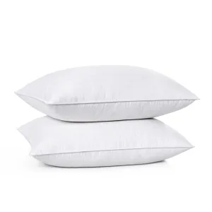 2 Pack Premium Down Around Pillow Medium Support, Pillow-in-a-pillow design, 300 TC, 100% Cotton Fabric