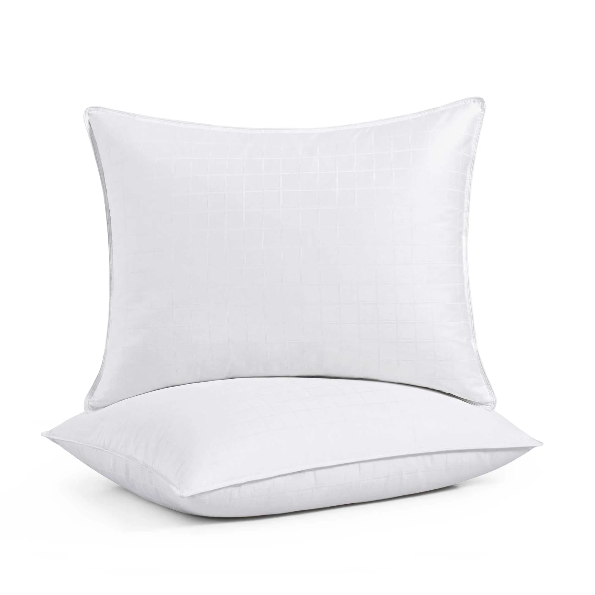 2 Pack Premium Down Around Pillow Medium Support, Pillow-in-a-pillow design, 300 TC, 100% Cotton Fabric
