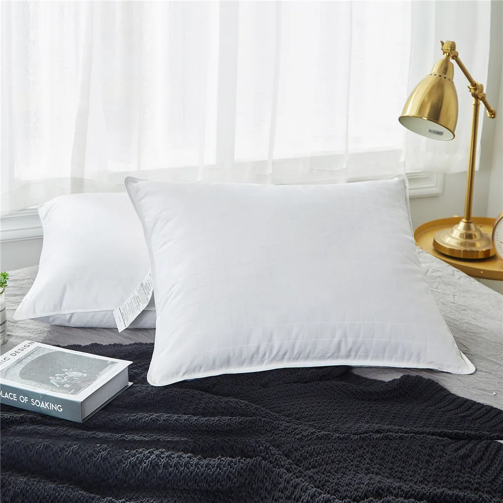 2 Pack Premium Down Around Pillow Medium Support, Pillow-in-a-pillow design, 300 TC, 100% Cotton Fabric