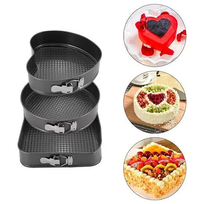 3 Shapes Cake Mold Non Stick Removable Base 18, 20 & 22 cm