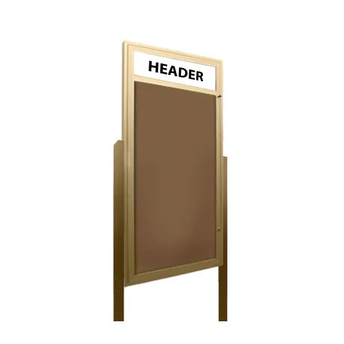 36 x 60 Extra Large Outdoor Enclosed Bulletin Board Display Case w Header and Posts (One Door)
