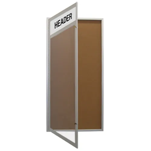 36 x 60 Extra Large Outdoor Enclosed Bulletin Board Display Case w Header and Posts (One Door)