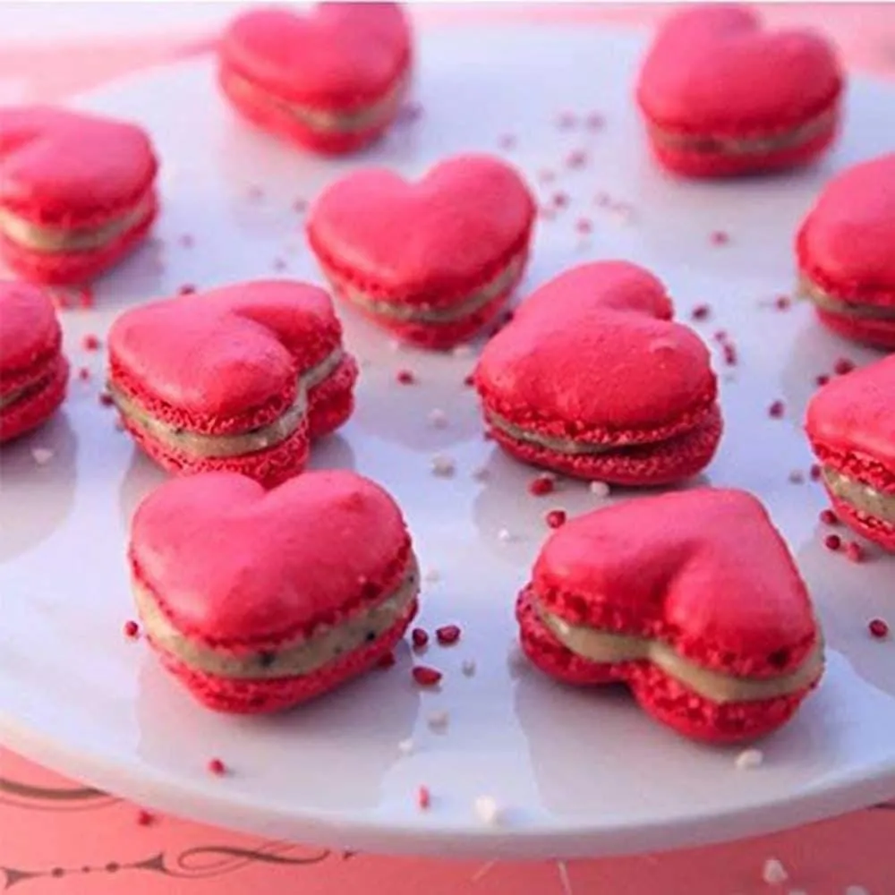 42 Hearts Shaped Pink Food Grade Silicone Macaron Mold