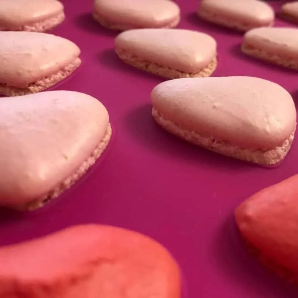42 Hearts Shaped Pink Food Grade Silicone Macaron Mold
