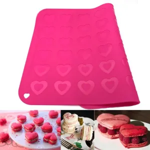 42 Hearts Shaped Pink Food Grade Silicone Macaron Mold