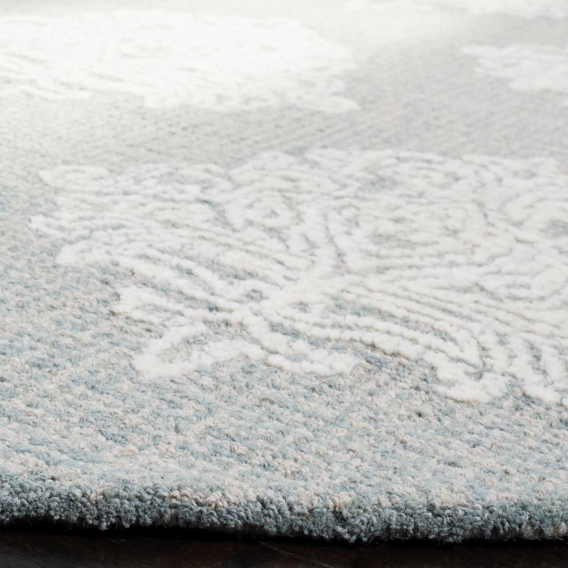 Abstract Aqua/Ivory Round Rug