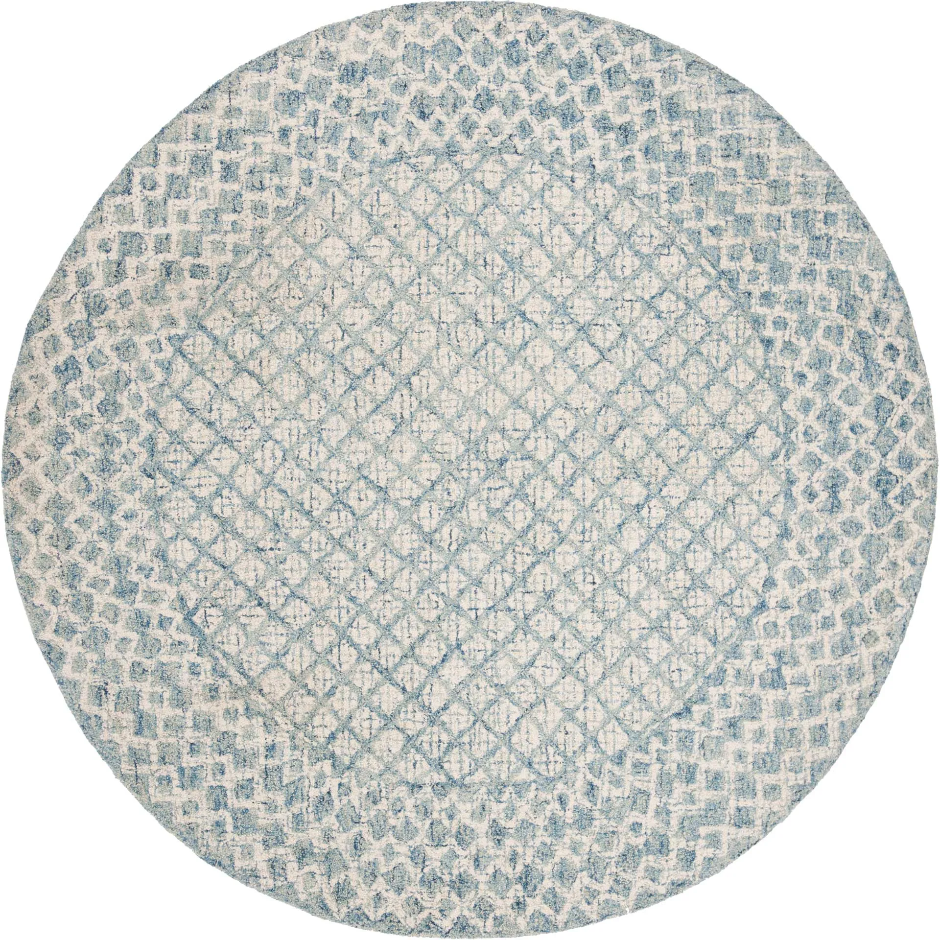 Abstract Blue/Ivory Round Rug