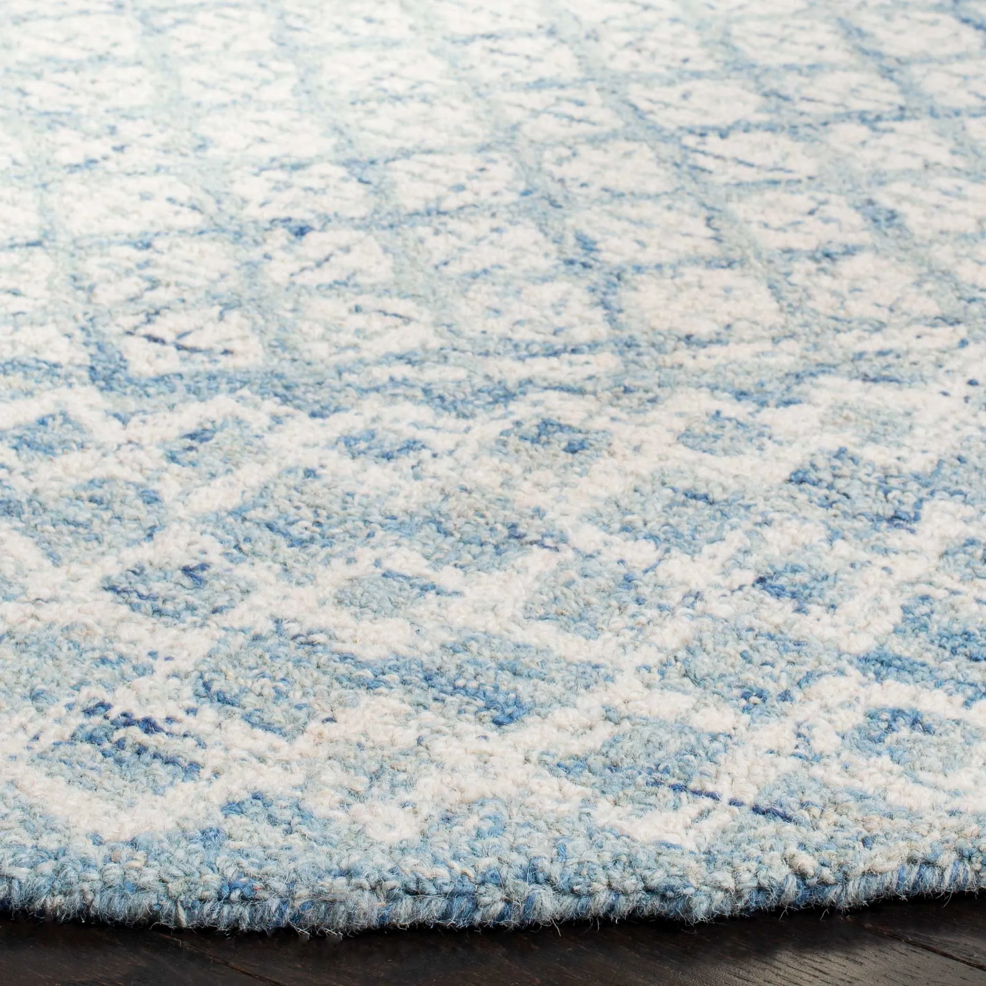 Abstract Blue/Ivory Round Rug