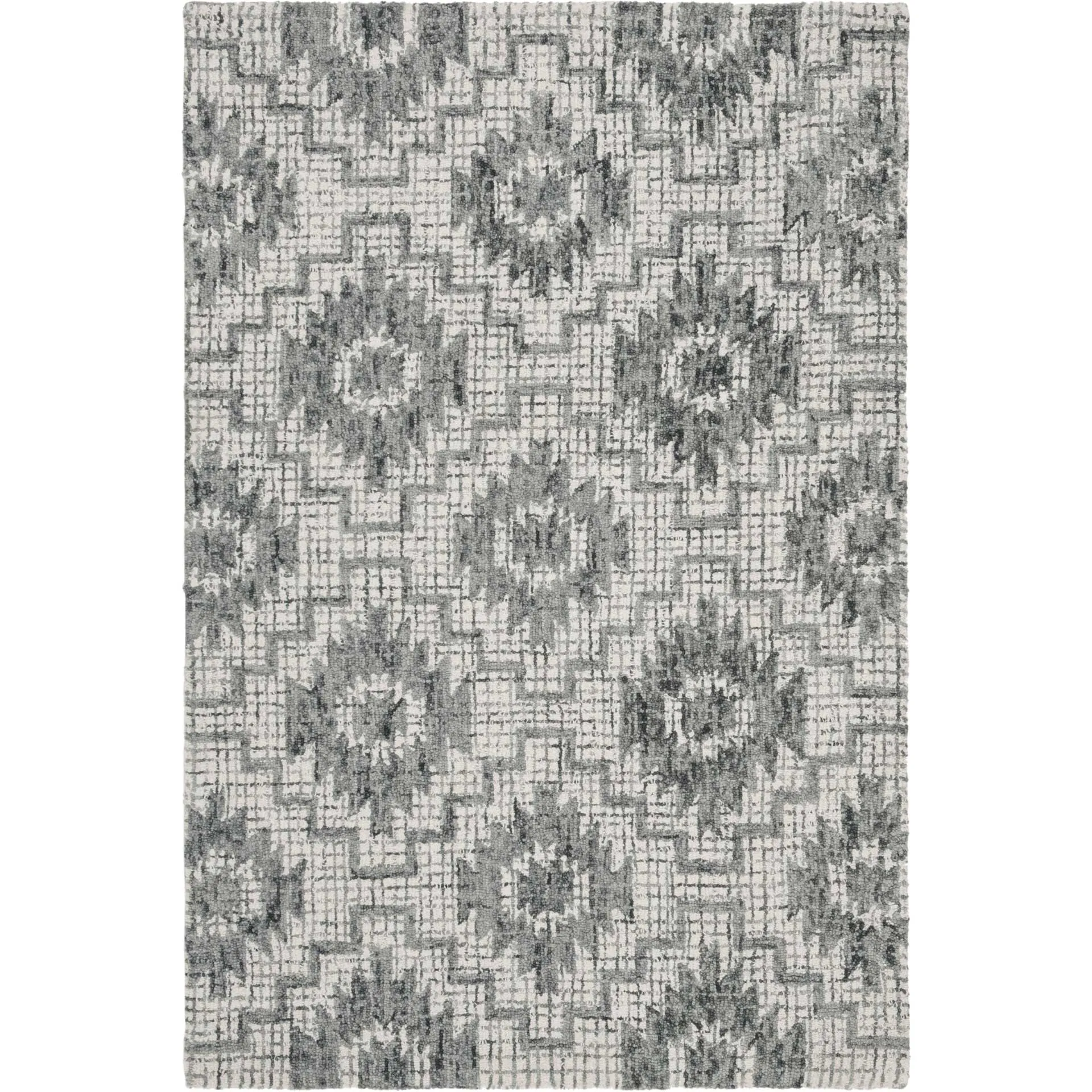 Abstract Ivory/Dark Gray Area Rug