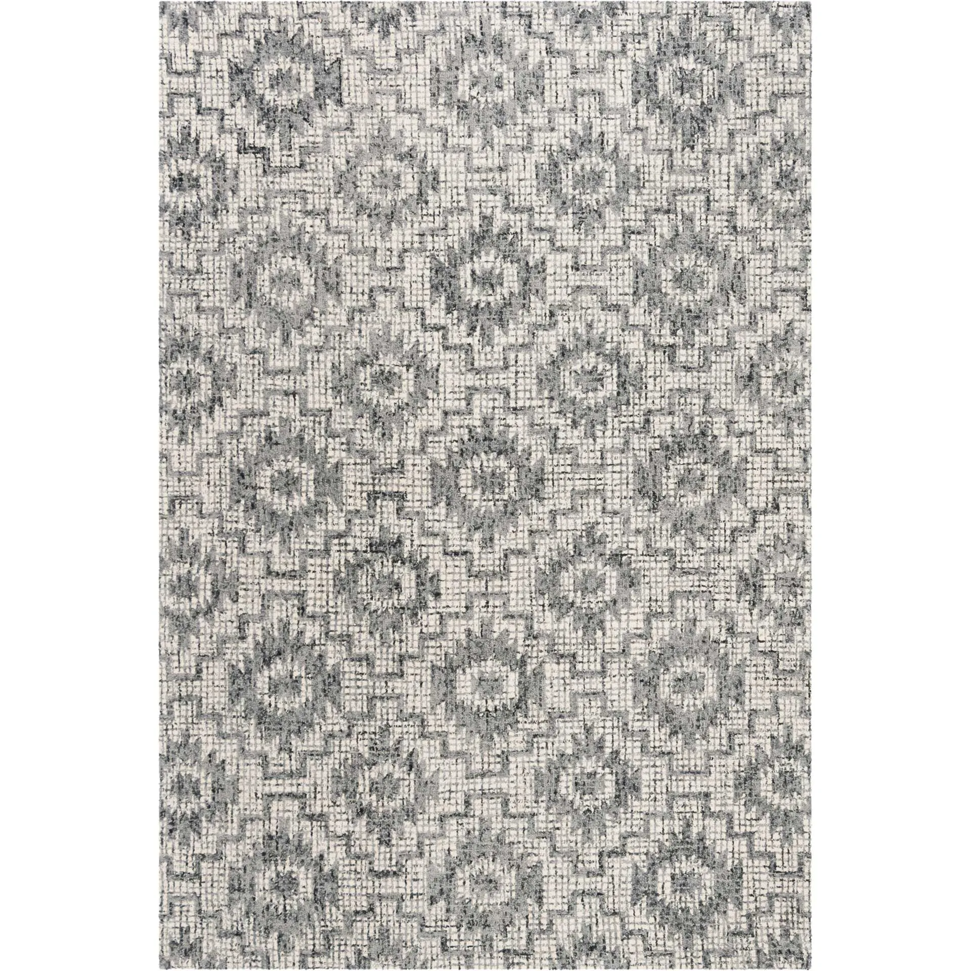 Abstract Ivory/Dark Gray Area Rug