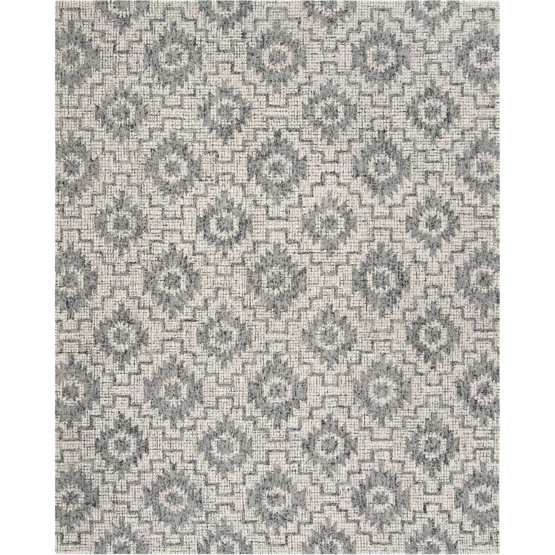Abstract Ivory/Dark Gray Area Rug
