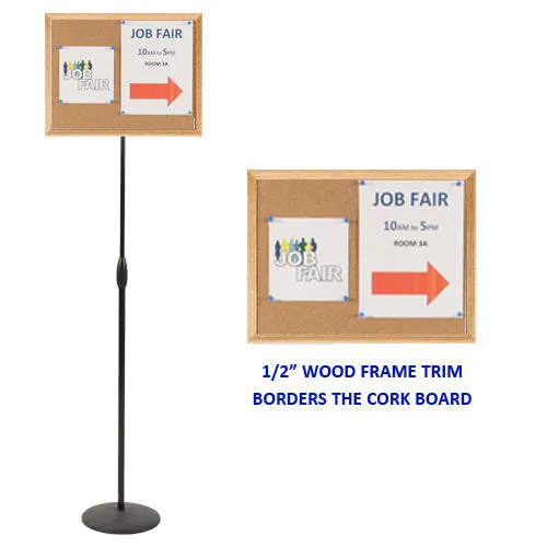 Adjustable Pedestal Cork Board 20x15 Wood Frame