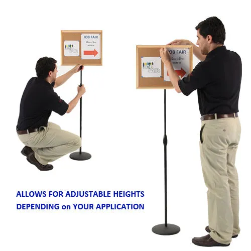 Adjustable Pedestal Cork Board 20x15 Wood Frame
