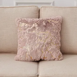 Agnes Luxury Pink and Gold Chinchilla Faux Fur Decorative Pillow Throw