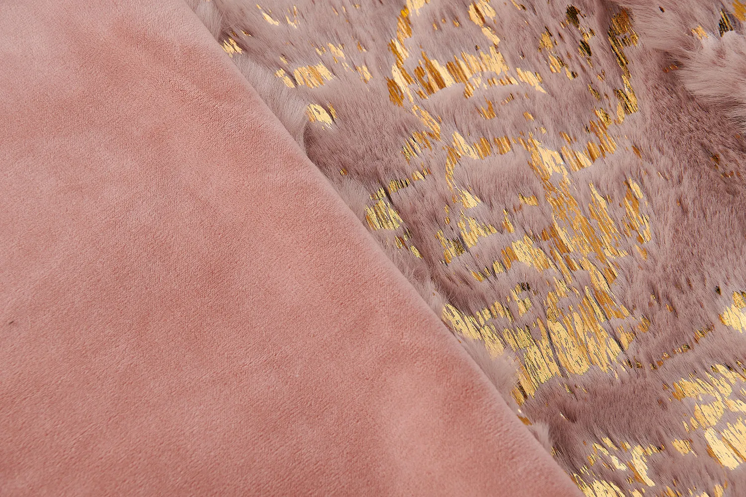 Agnes Luxury Pink and Gold Chinchilla Faux Fur Decorative Pillow Throw