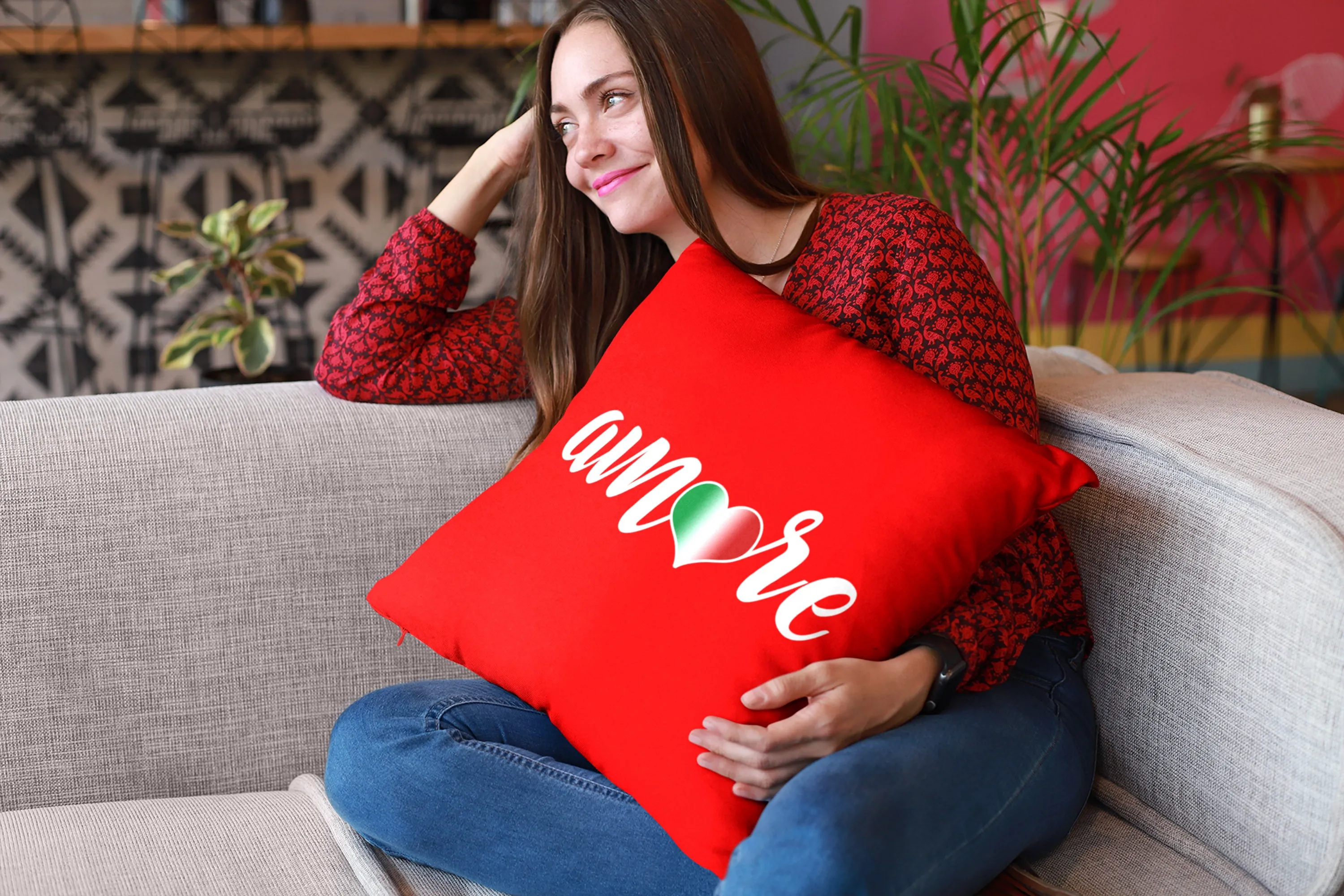 Amore Decorative Throw Pillow Set (Pillow Cover and Insert)