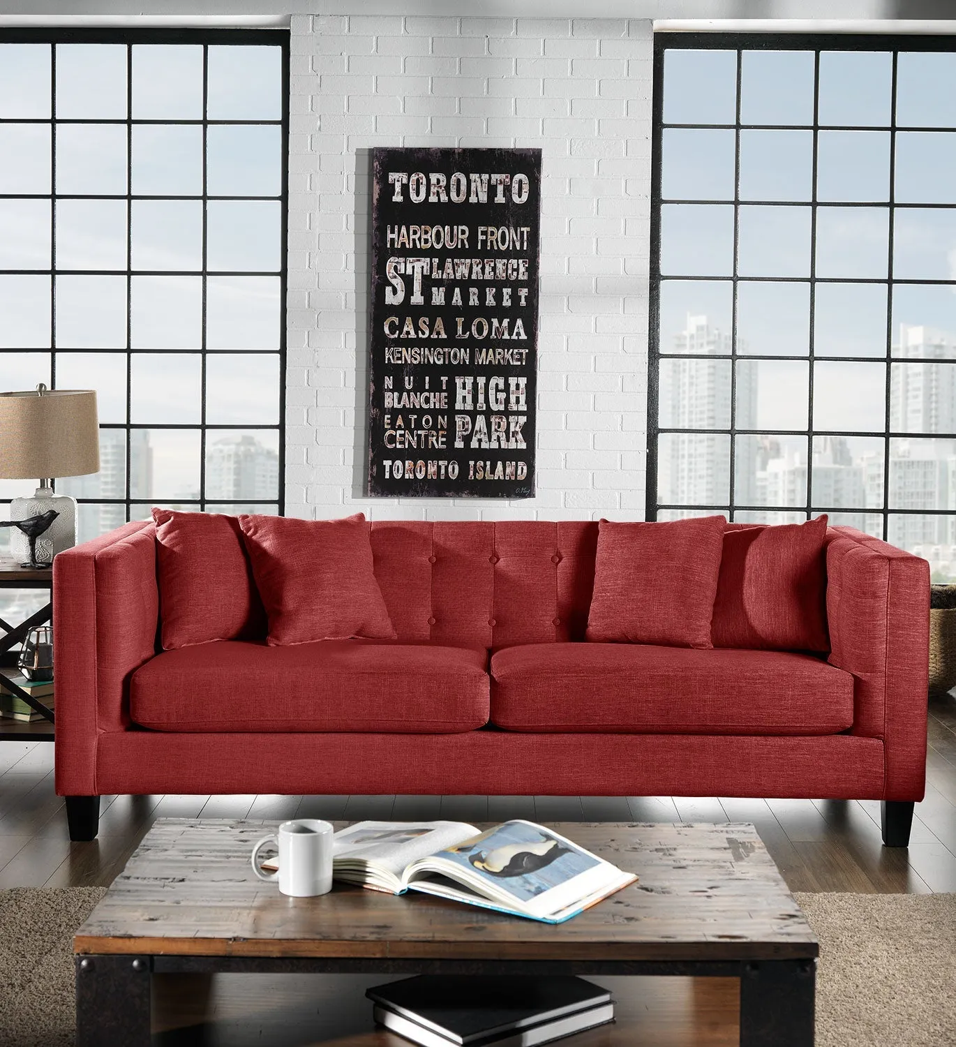 Arbor Sofa, Loveseat and Chair and a Half Set - Red