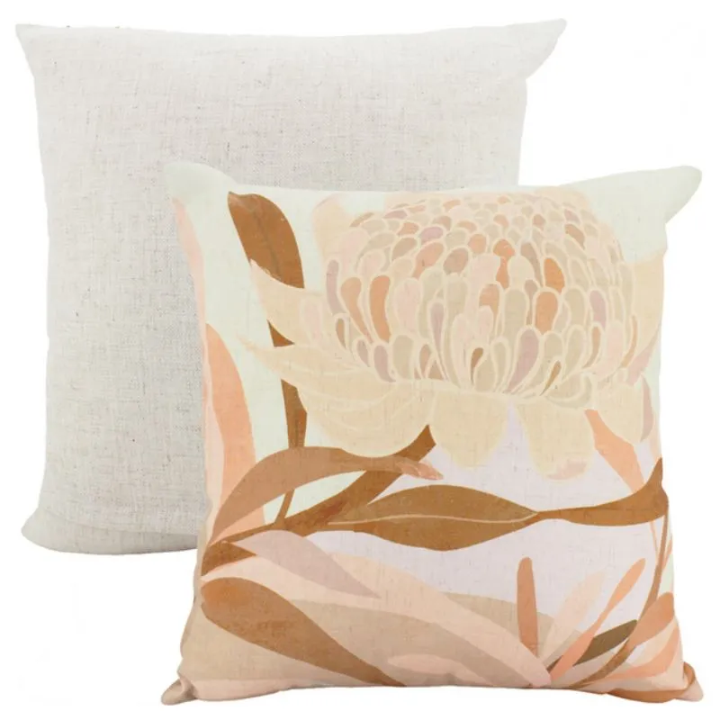 Autumn Protea Linen Cushion - 50cm x 50cm