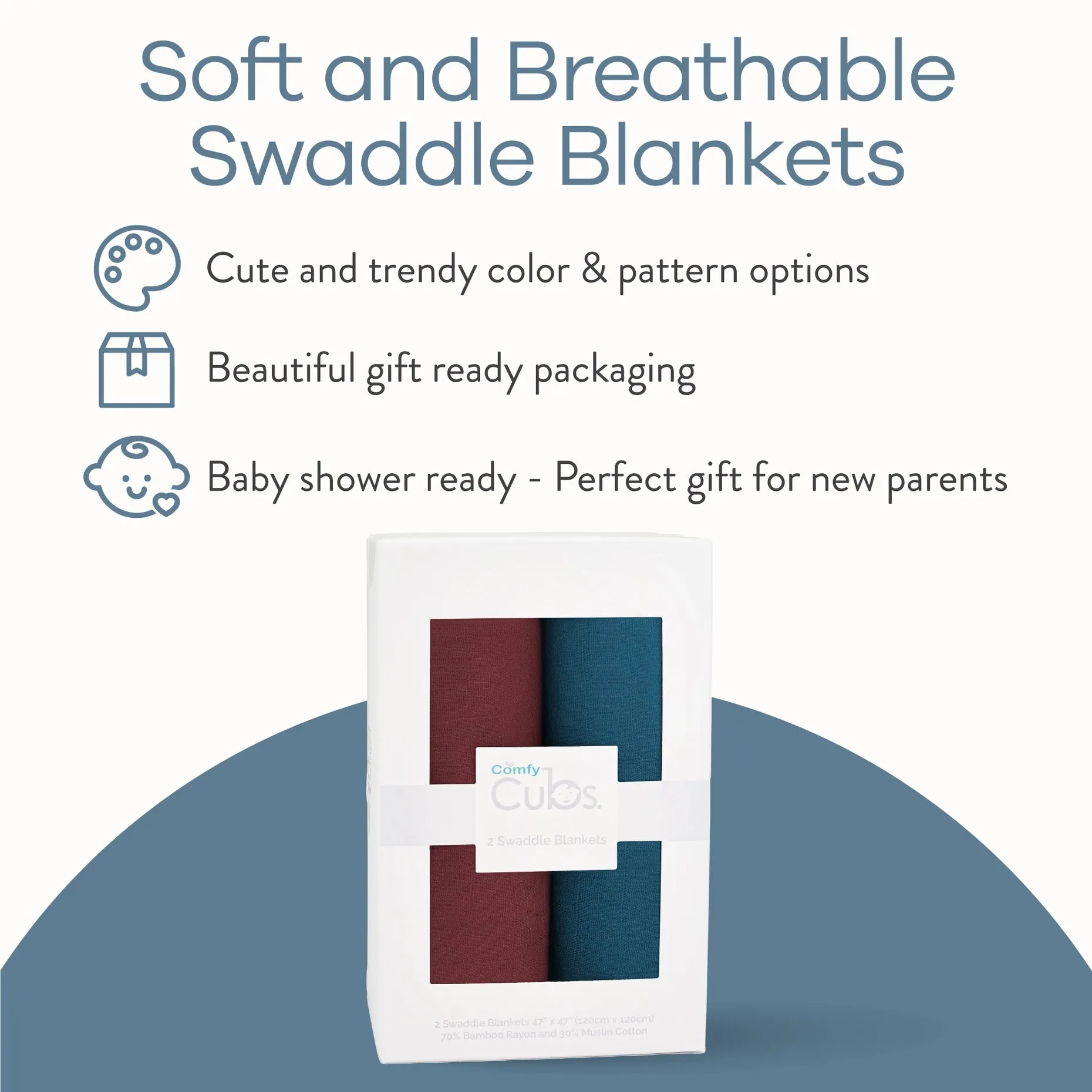 Baby Muslin Swaddle Blankets - Wine and Neptune