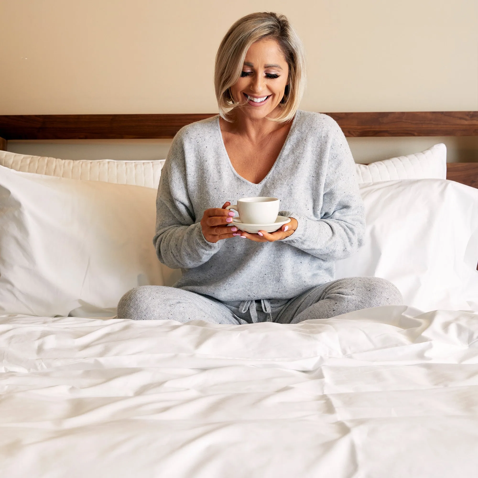 BedVoyage Melange viscose from Bamboo Cotton Duvet Cover - Snow
