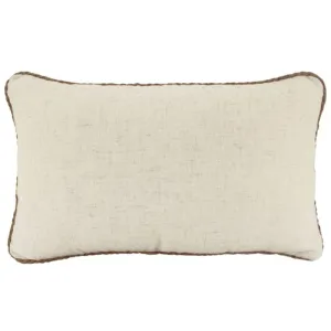Beige Rope Trimmed Linen Cushion - 30cm x 50cm