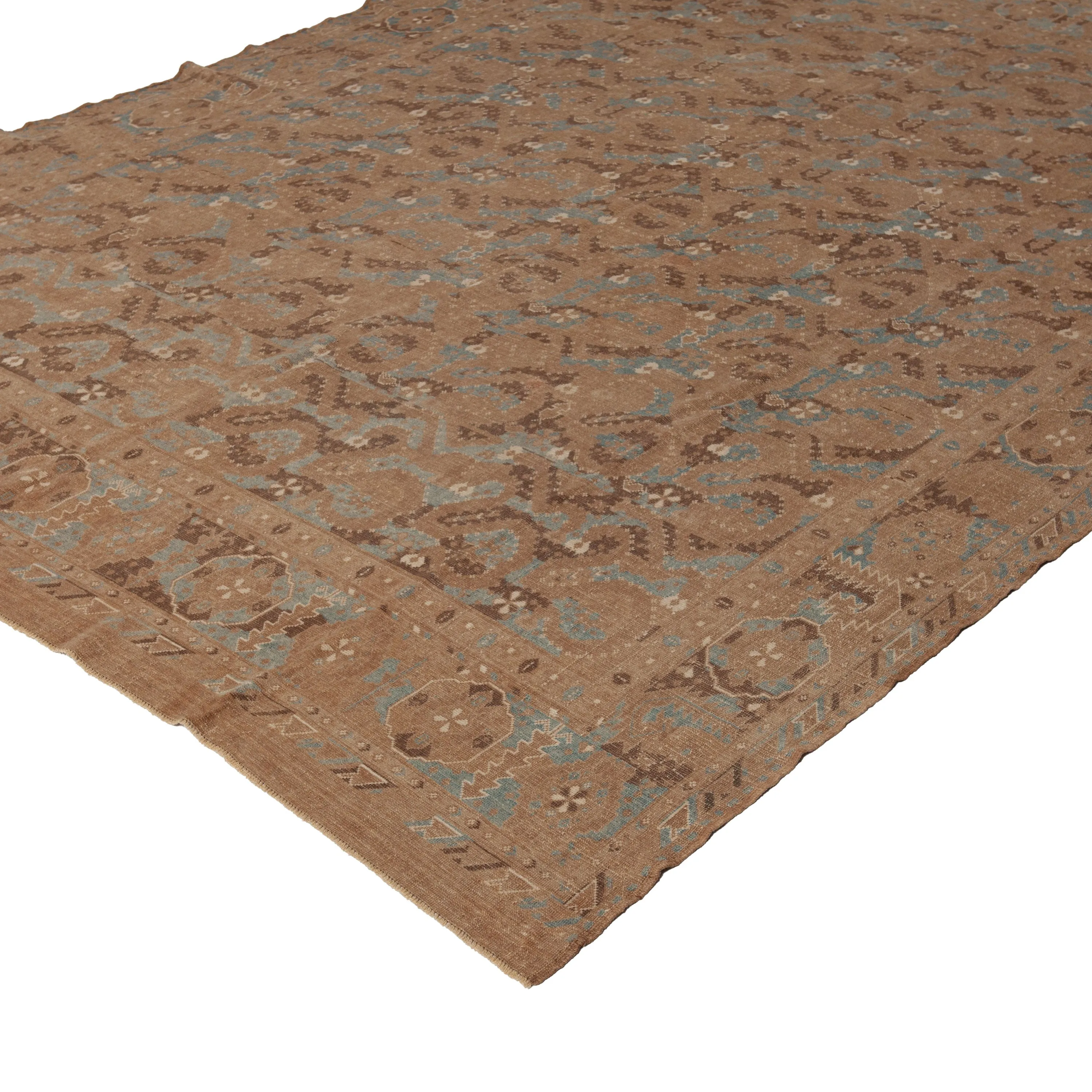 Beige Vintage Traditional Wool Rug - 7' x 9'6"