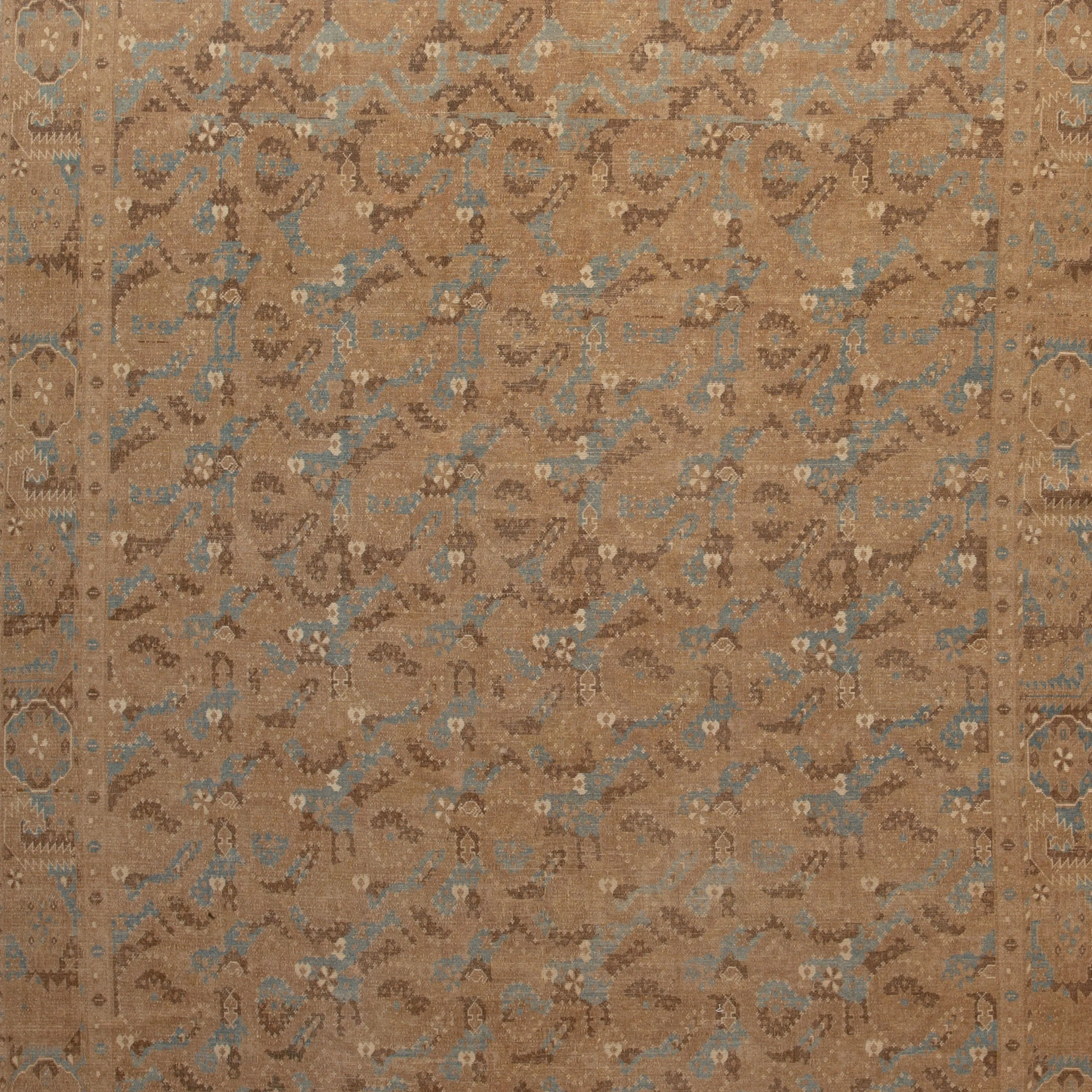 Beige Vintage Traditional Wool Rug - 7' x 9'6"