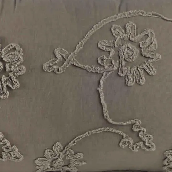 Benzara 25 X 15.5 Inch Decorative Cotton Pillow with Floral Embroidery, Set of 2, Gray
