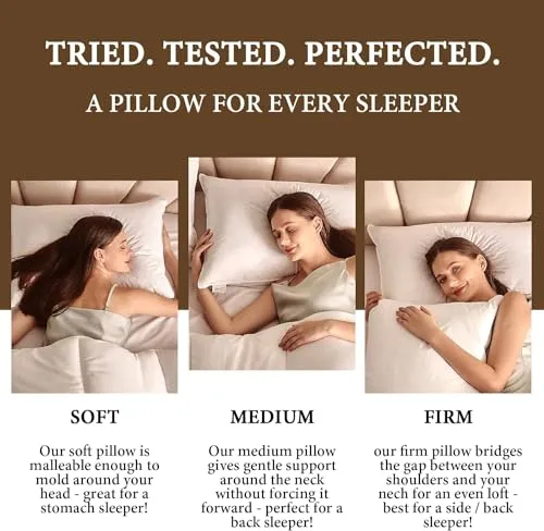 BHZ Goose Down Feather Pillow Standard Size, Luxury Hotel Alternative Collection Bed Pillow for Sleeping Firm Soft Support for Side & Back Sleepers, White, 20x26 Inch, 1 Pack