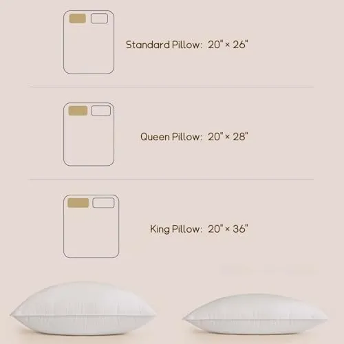BHZ Goose Down Feather Pillow Standard Size, Luxury Hotel Alternative Collection Bed Pillow for Sleeping Firm Soft Support for Side & Back Sleepers, White, 20x26 Inch, 1 Pack