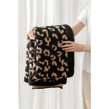 Black Leopard Grain Knitting Blanke