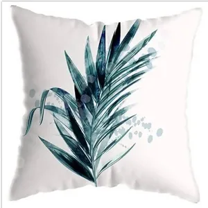 Blue Leaves Velvet Cushion