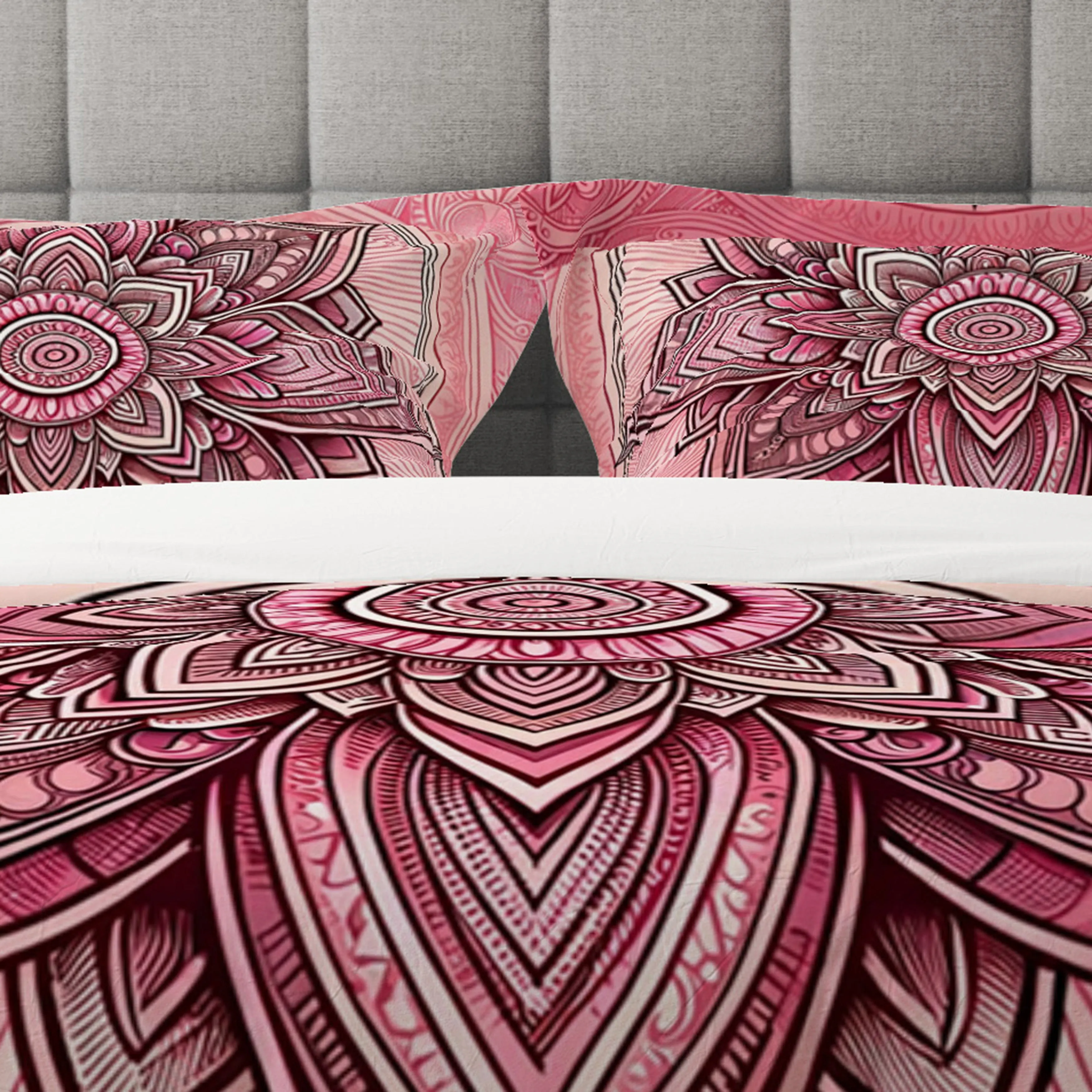 Bohemian Blushing Flesh Indian Mandala Reversible Quilt Cover Duvet Cover Set