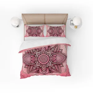 Bohemian Blushing Flesh Indian Mandala Reversible Quilt Cover Duvet Cover Set