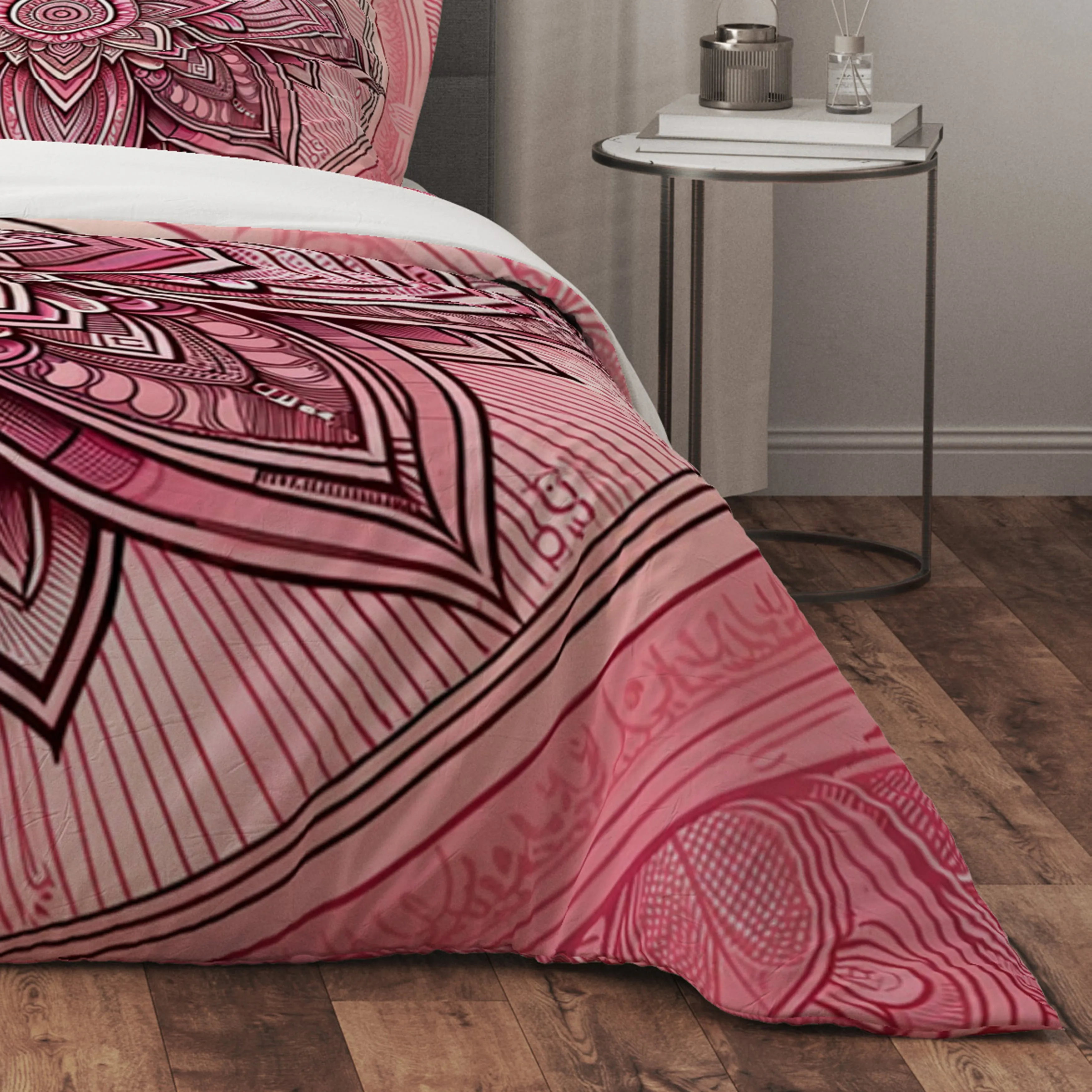 Bohemian Blushing Flesh Indian Mandala Reversible Quilt Cover Duvet Cover Set
