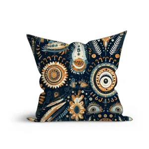 Bohemian Mystic Eye Aura Printed Sofa Cushion Cover Set with Piping