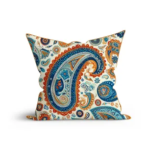 Boho Vintage Paisley Charm Printed Sofa Cushion Cover Set with Piping
