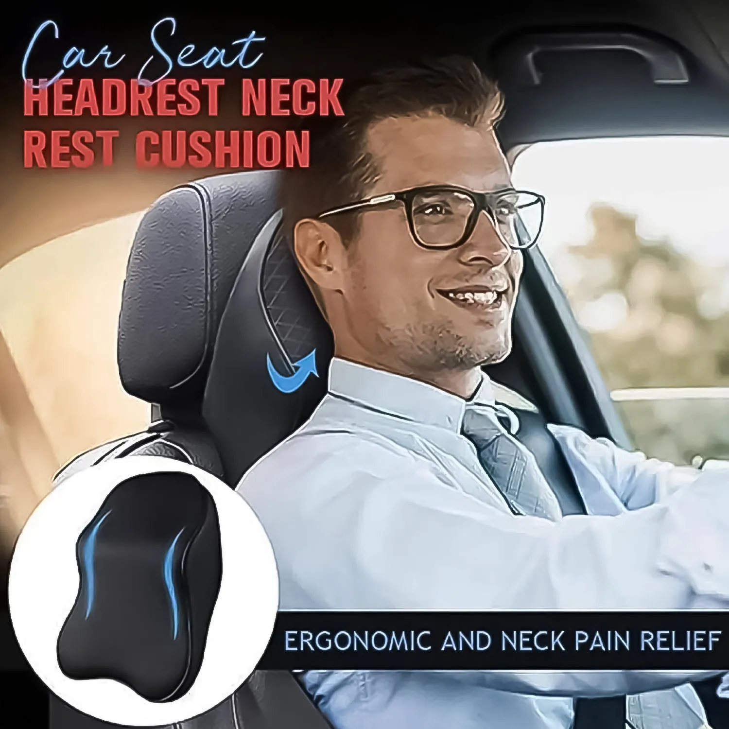 Car Neck Pillow Car Neck Headrest Pillow Memory Foam Car Accessories Cushion Car Seat Head Support Neck Protector Car Seat Neck Pillow,for Driving (1 Pc)