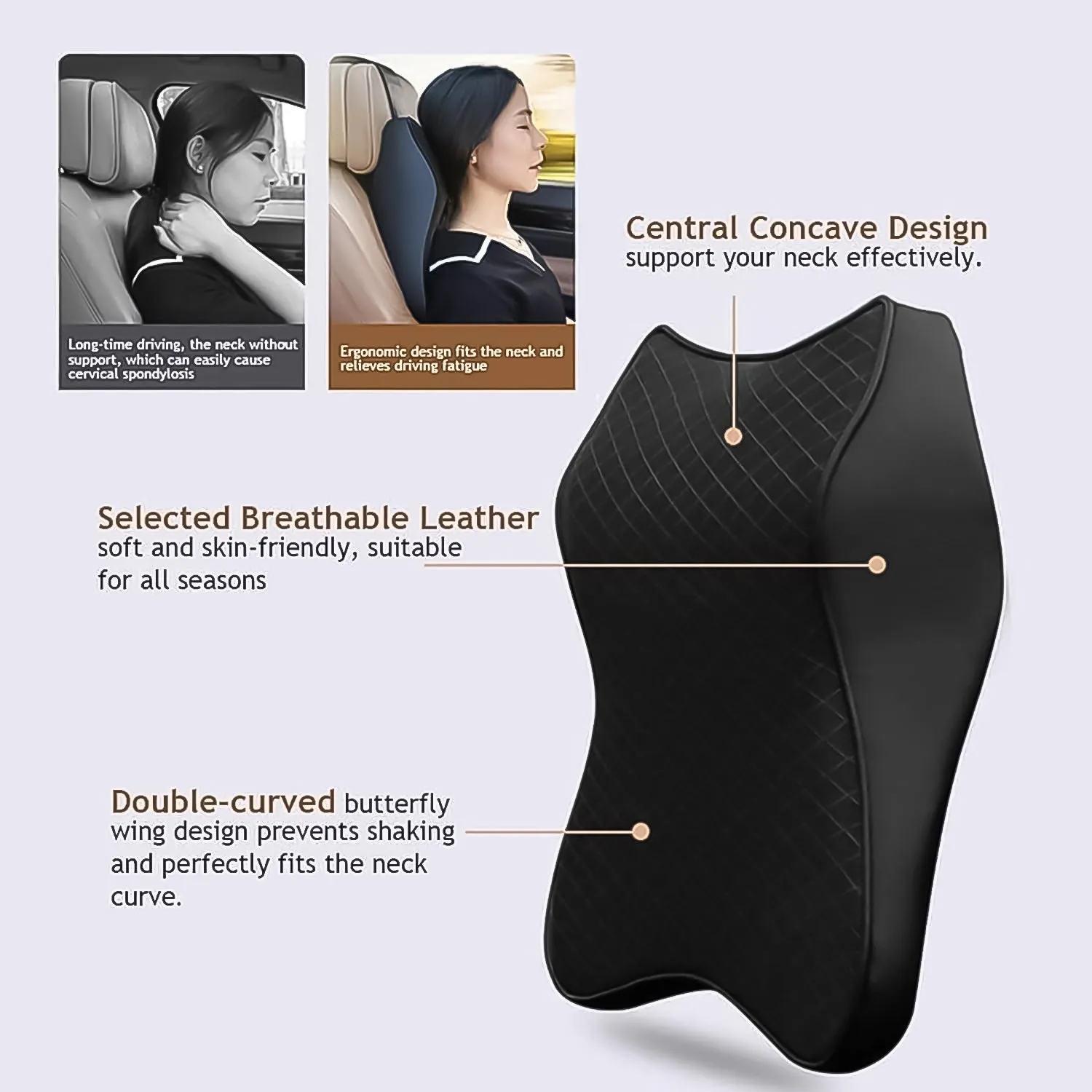 Car Neck Pillow Car Neck Headrest Pillow Memory Foam Car Accessories Cushion Car Seat Head Support Neck Protector Car Seat Neck Pillow,for Driving (1 Pc)