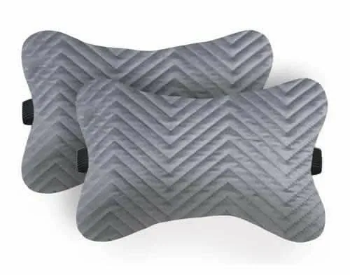 Car Seat Neck Rest Pillow, Cushion For All Cars, Premium Designer Quilted Velvet Lumbar (set of 2)