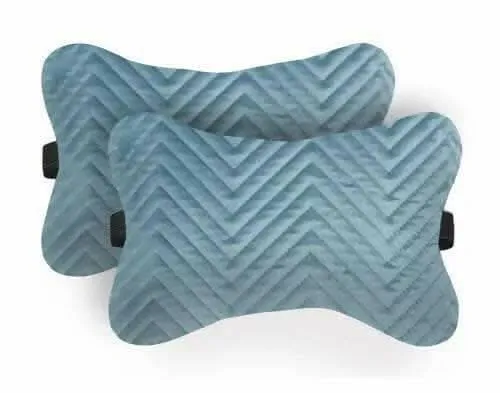 Car Seat Neck Rest Pillow, Cushion For All Cars, Premium Designer Quilted Velvet Lumbar (set of 2)