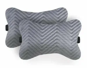 Car Seat Neck Rest Pillow, Cushion For All Cars, Premium Designer Quilted Velvet Lumbar (set of 2)